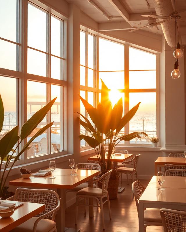 Beachy pizzeria interior